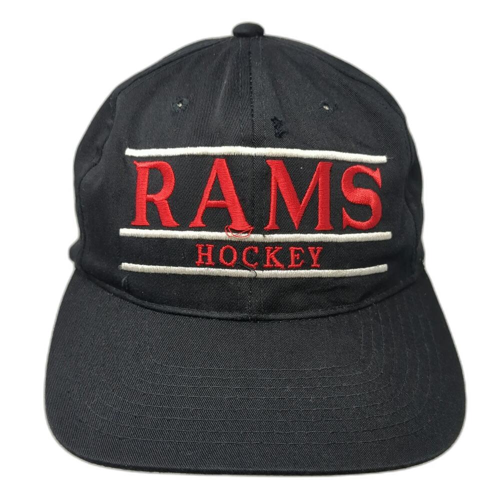 The Game Snapback Hat Black One Size Rams Hockey Green Underbrim MGR Embroidered